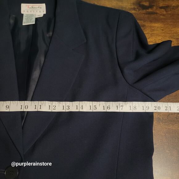 Vtg Talbots Wool Blazer 10 P Woven Navy USA 80's 90's Classic Preppy - Picture 5 of 10